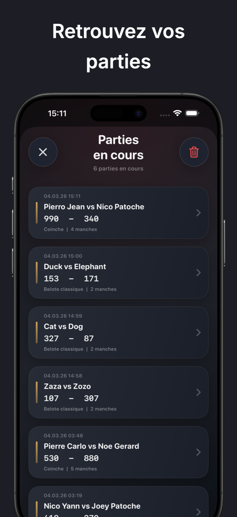 Statistiques et graphiques d'évolution du score belote